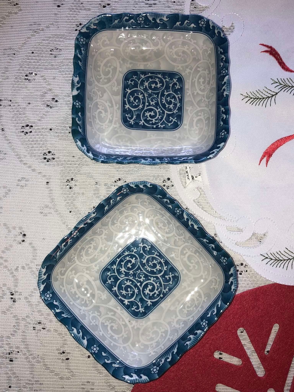 Vintage Sweet Porcelain Seokchon Loko square trinket dishes  - Set of 2